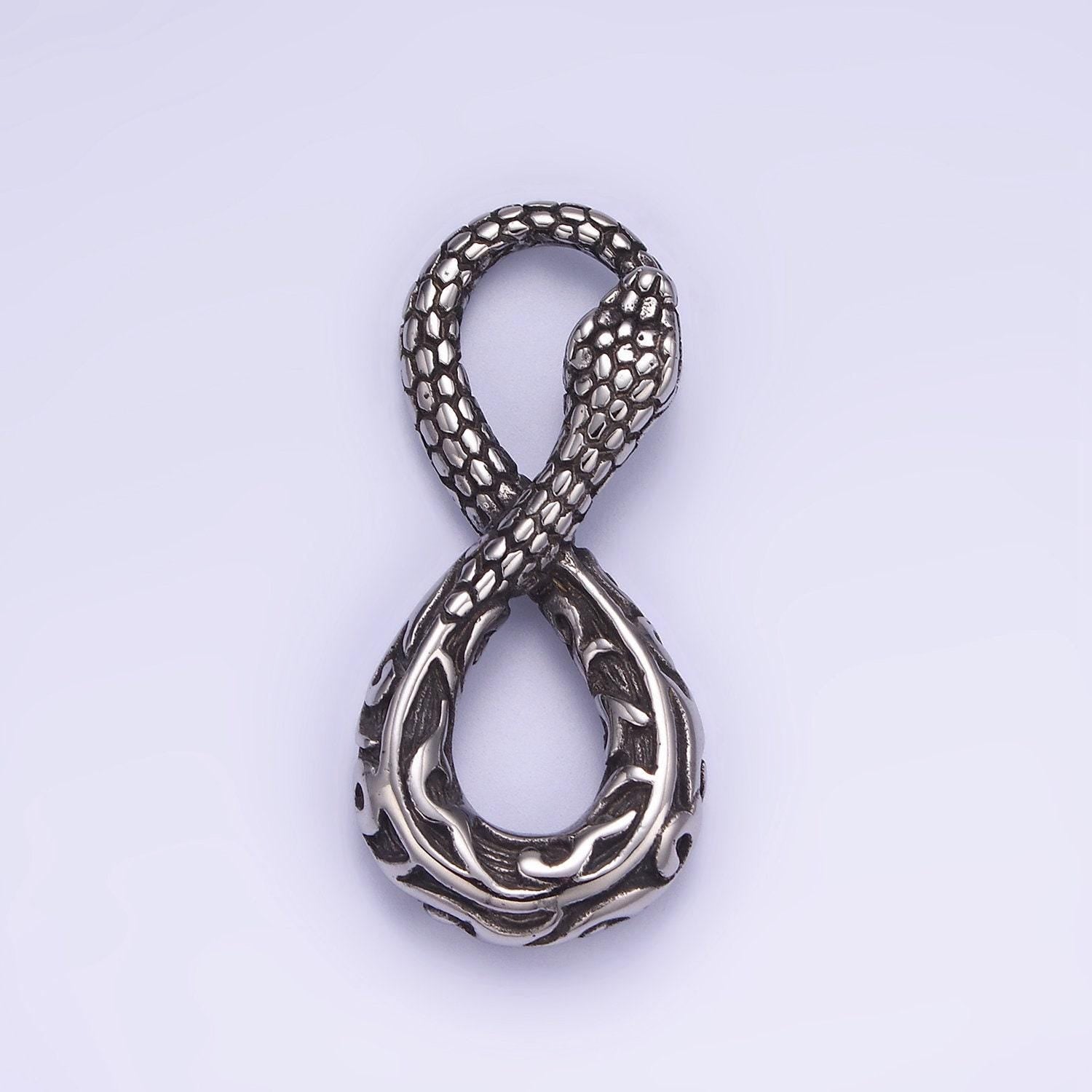 Infinity gothic jewelry men's stainless steel animal snake pendant necklace serpent jewelry inspired p-946