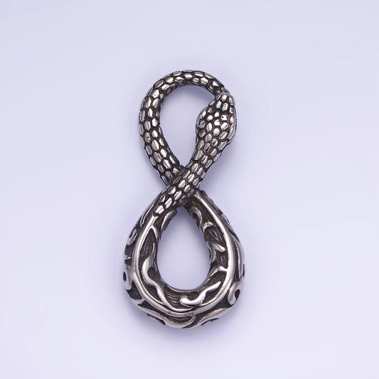 Infinity gothic jewelry men's stainless steel animal snake pendant necklace serpent jewelry inspired p-946