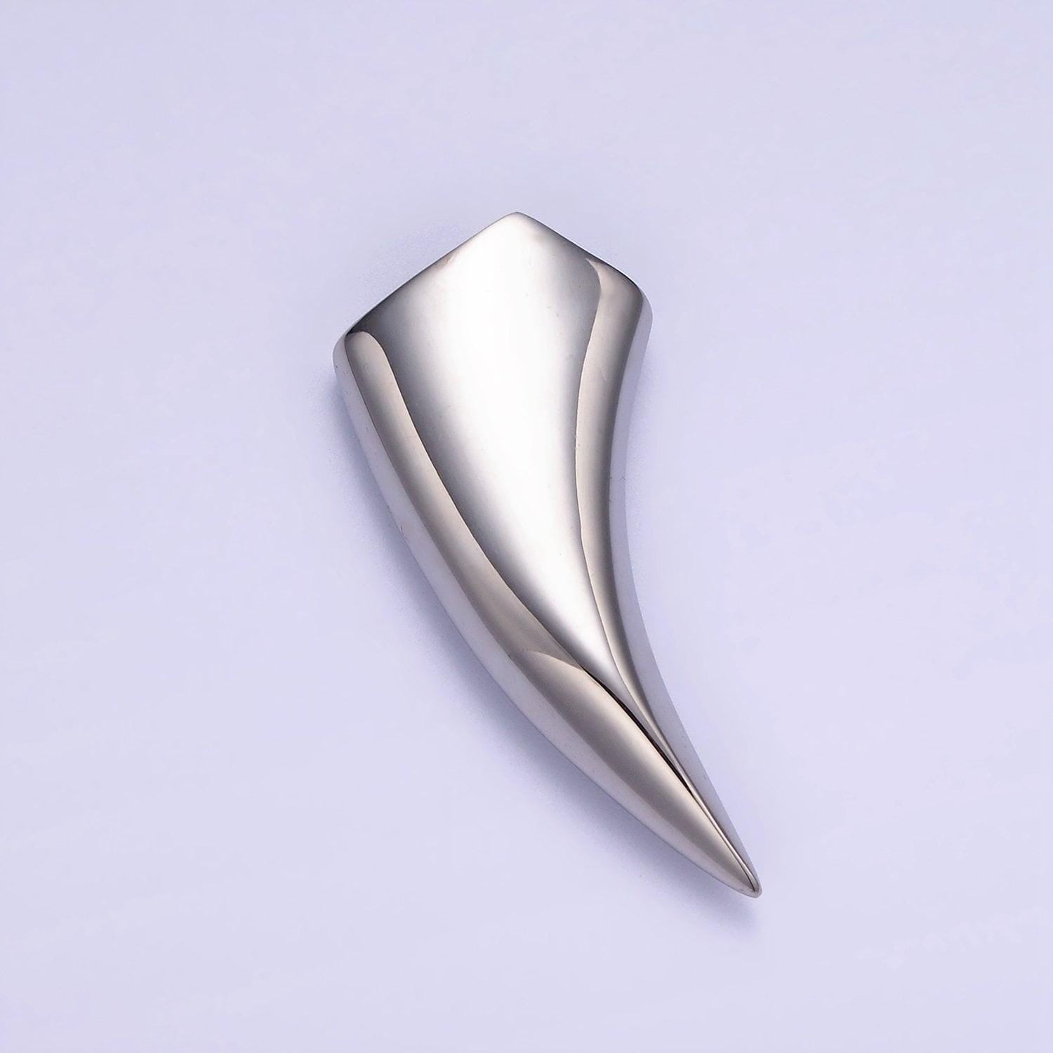 Stainless steel 42mm curved edged hook pendant shark tiger tooth charm for men necklace jewelry supply component | p943