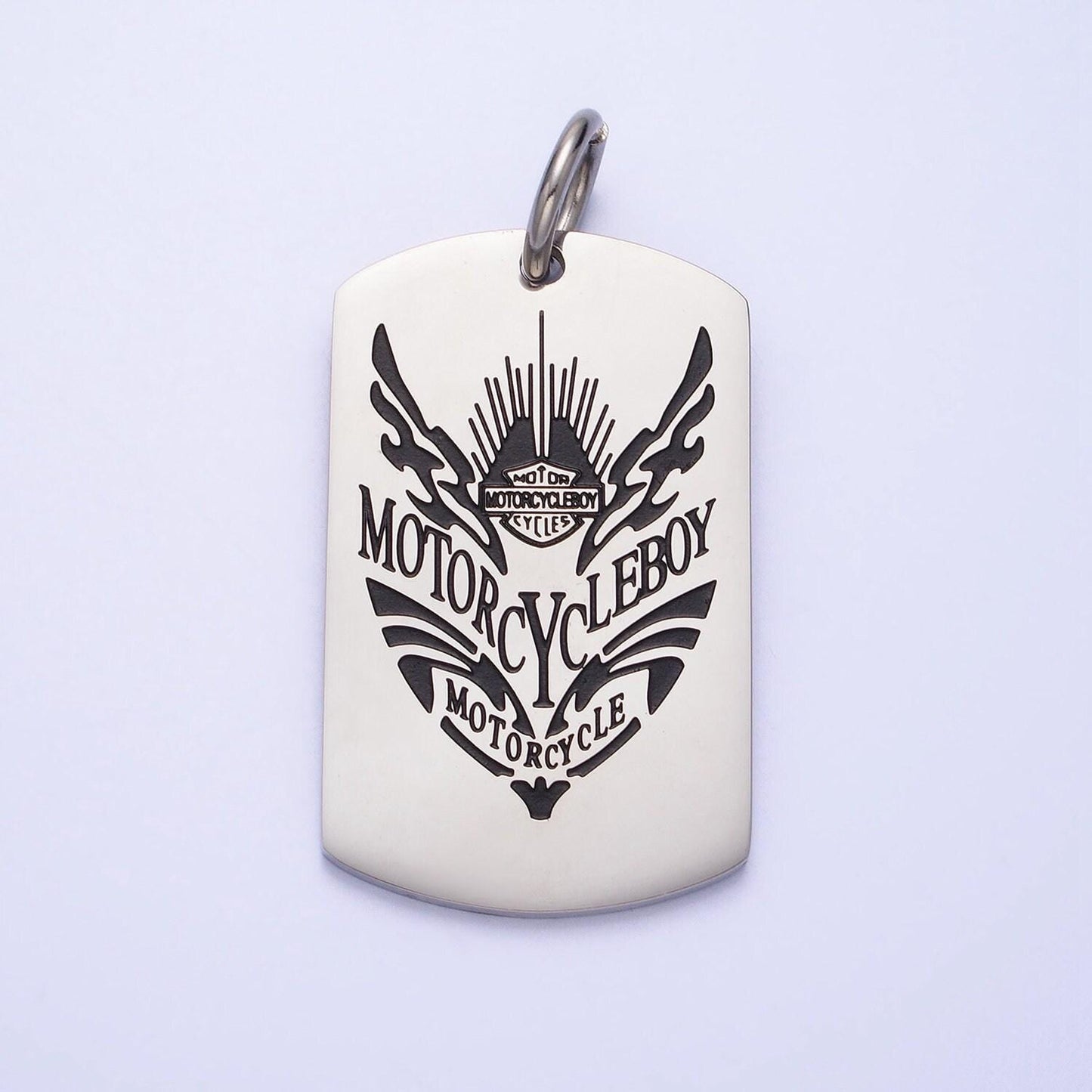 Stainless steel motorcycle pendant in silver & gold military tag for men jewelry | p-929