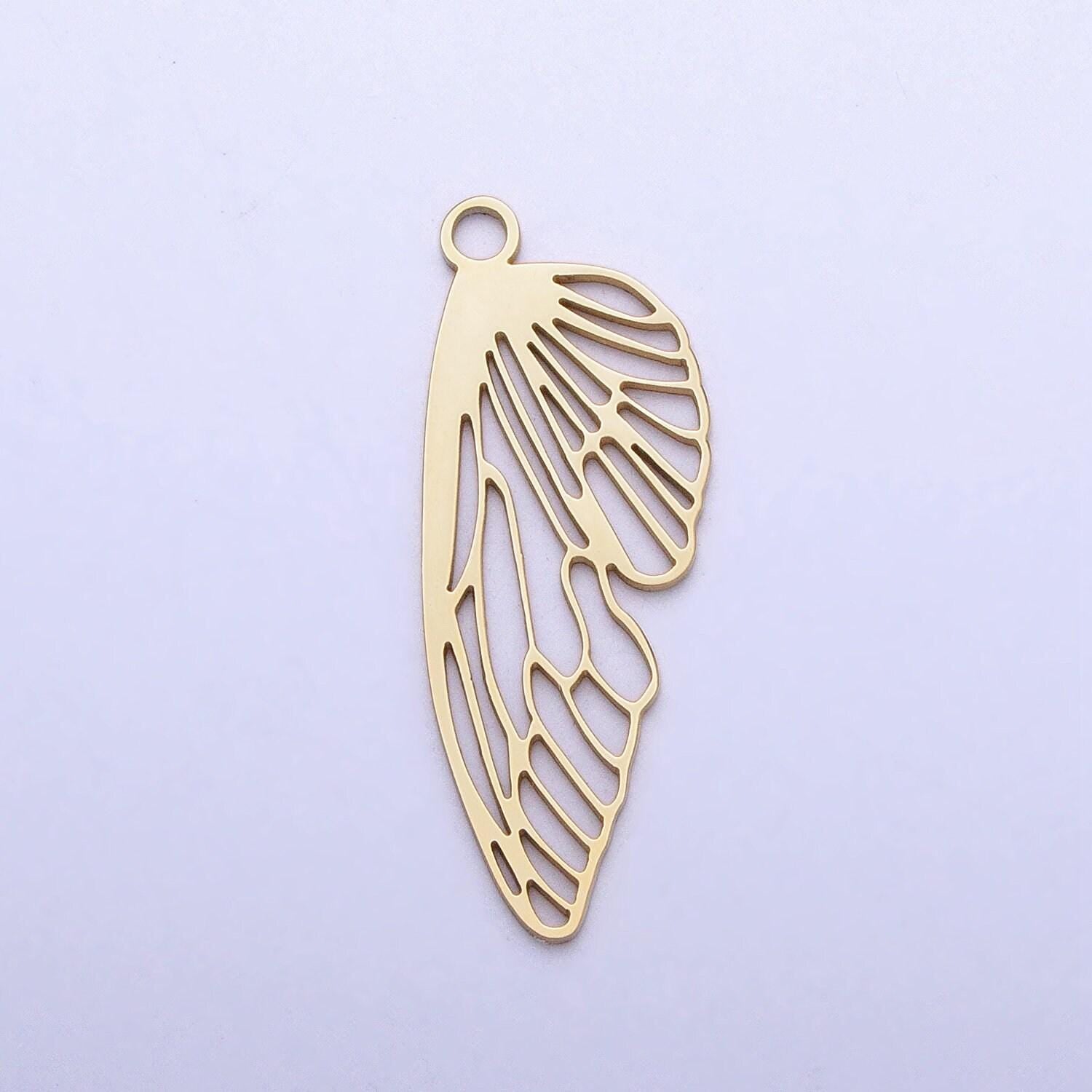 Mini stainless steel butterfly wing charm in gold & silver laser cut insect pendant lead nickel free tarnish free | p925