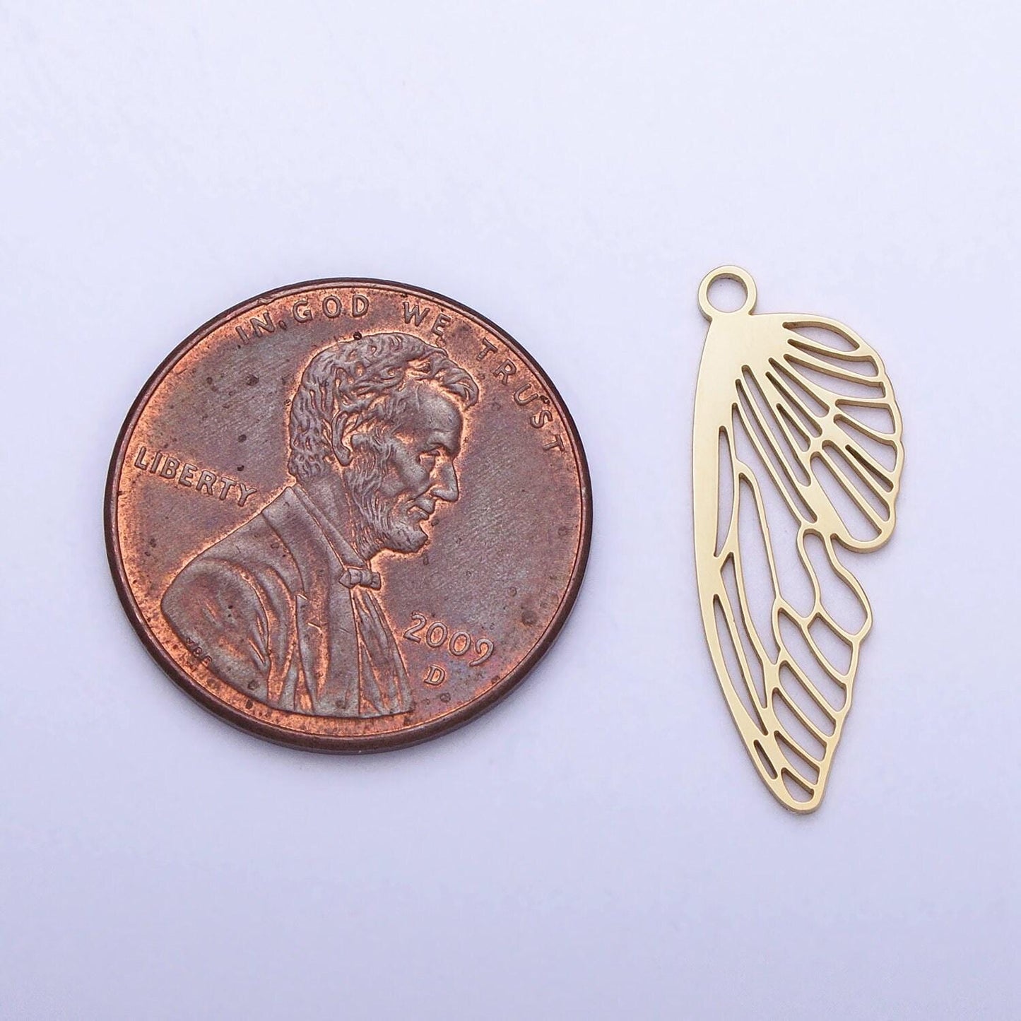 Mini stainless steel butterfly wing charm in gold & silver laser cut insect pendant lead nickel free tarnish free | p925