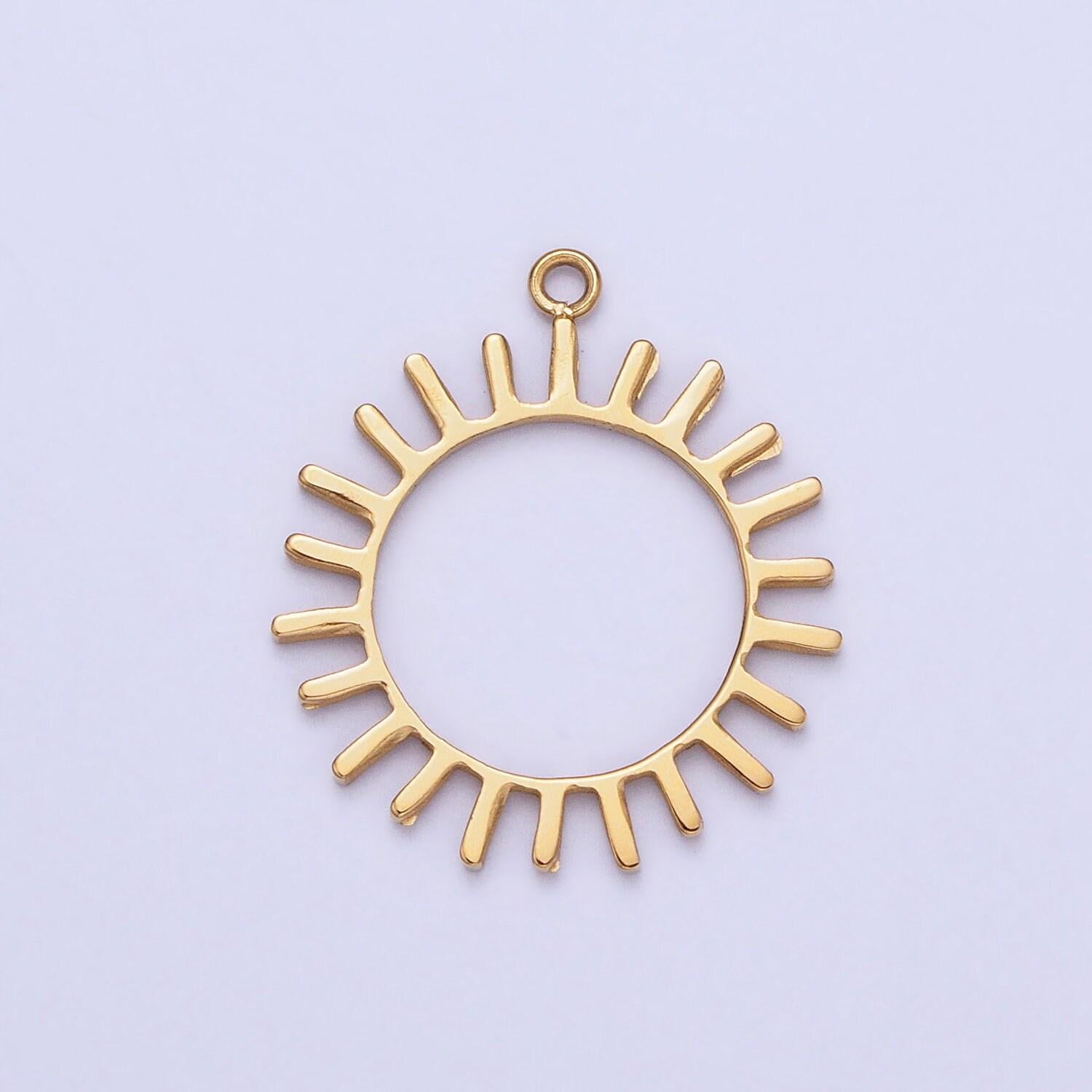 Dainty stainless steel sun charm in gold & silver celestial pendant lead nickel free tarnish free | p-897