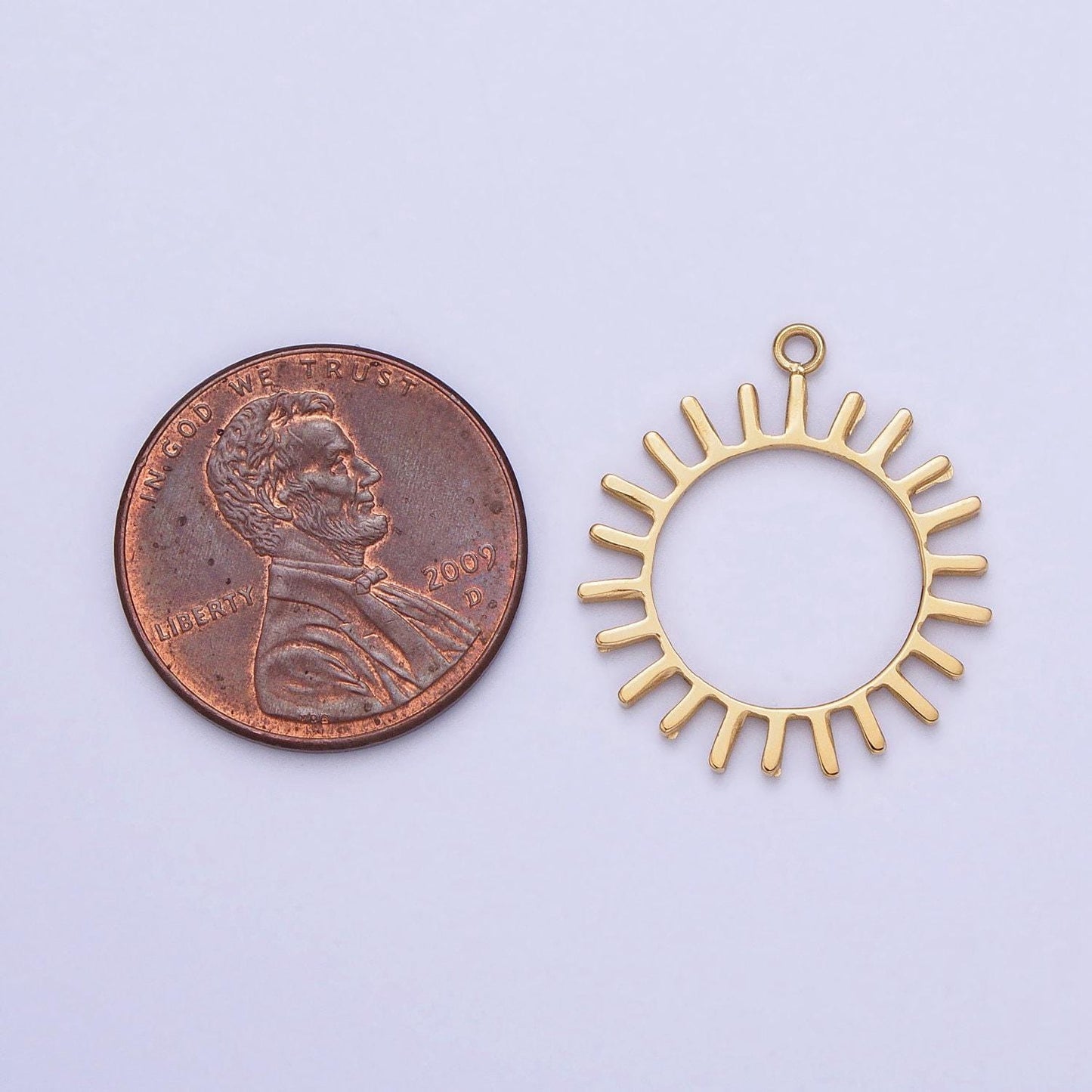 Dainty stainless steel sun charm in gold & silver celestial pendant lead nickel free tarnish free | p-897