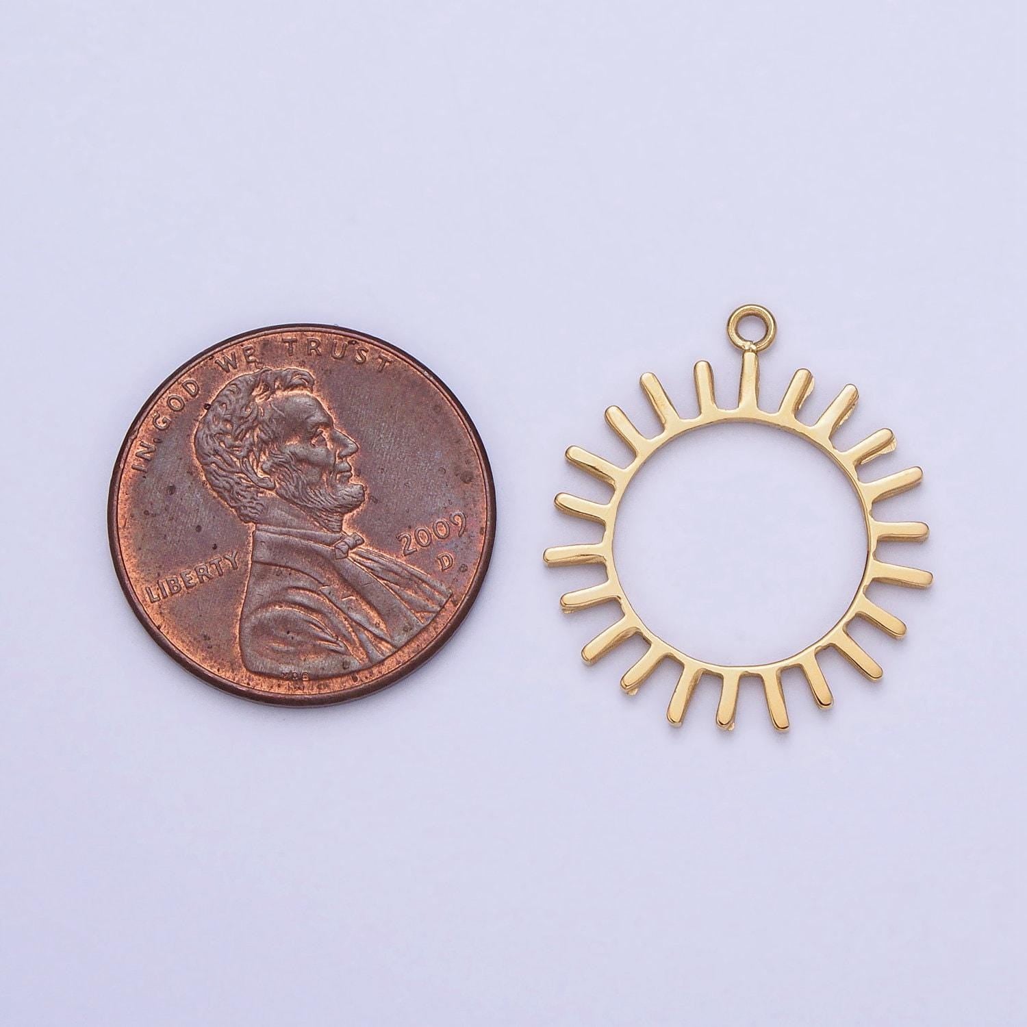 Dainty stainless steel sun charm in gold & silver celestial pendant lead nickel free tarnish free | p-897