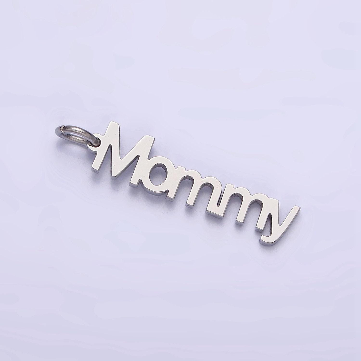 Dainty gold mommy charm for bracelet necklace earring component stainless steel diy jewelry making supply word charm minimalist jewelry p880