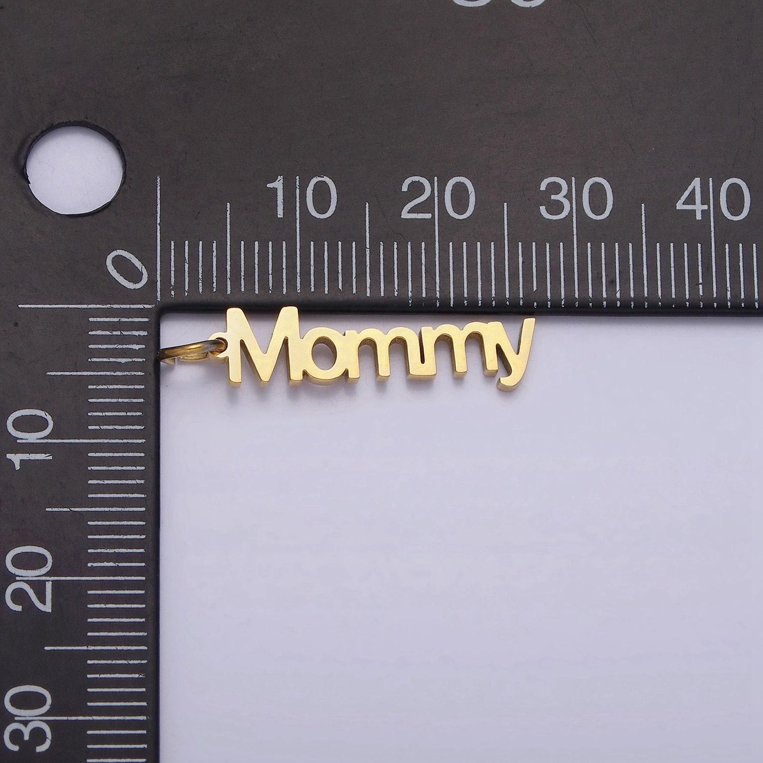Dainty gold mommy charm for bracelet necklace earring component stainless steel diy jewelry making supply word charm minimalist jewelry p880