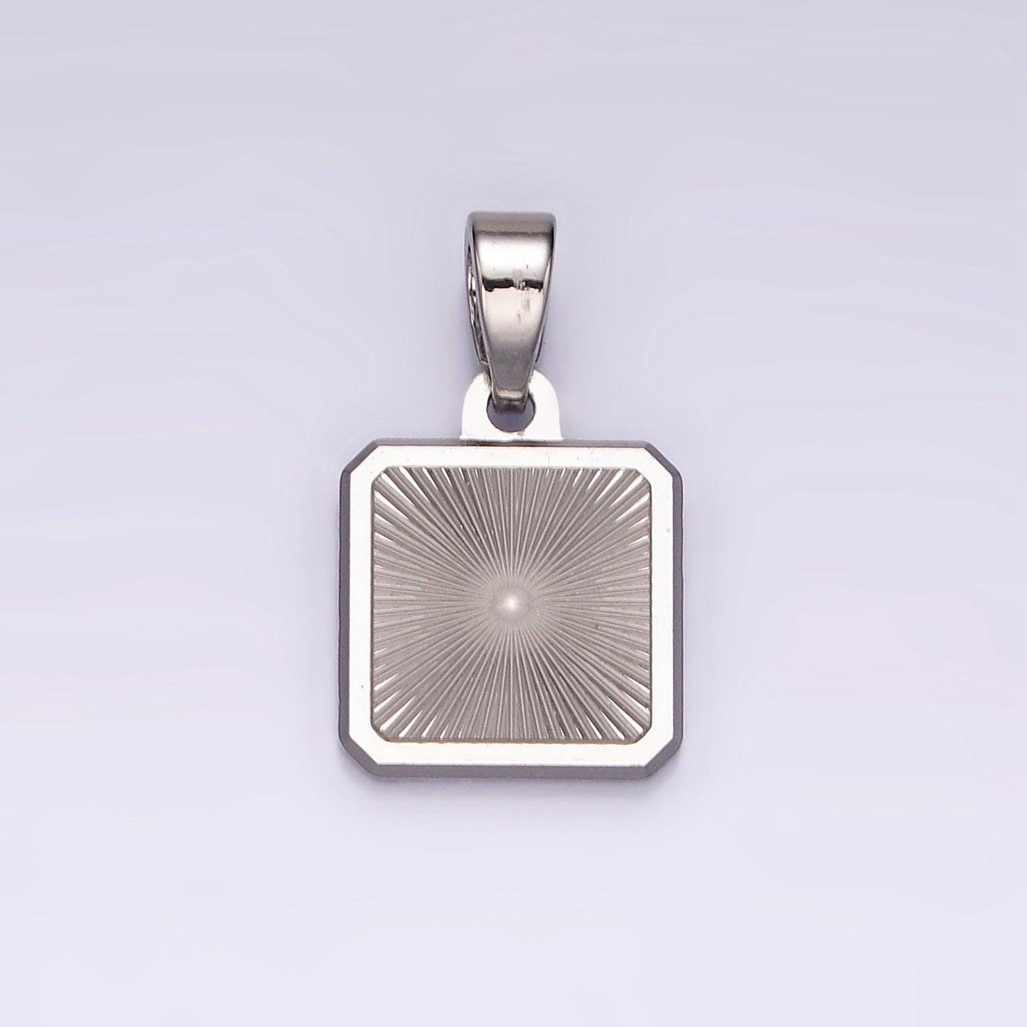 Gold radial square charm necklace silver sunburst stainless steel pendant, dainty geometric tag pendant gift necklace supply ah082