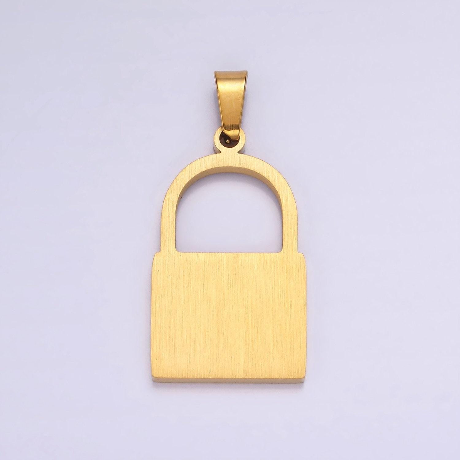 Stainless steel 30mm padlock minimalist pendant in gold & silver | p846