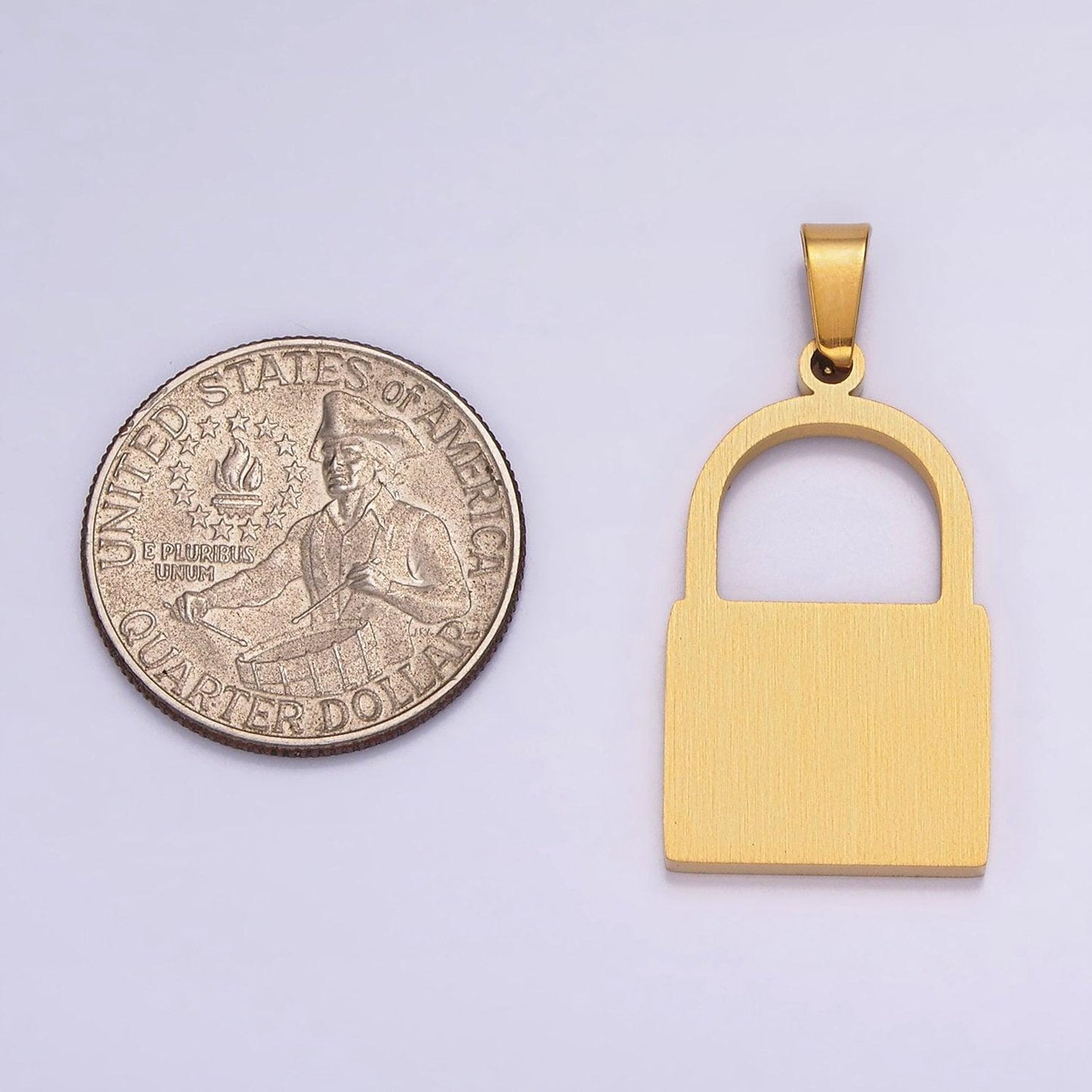 Stainless steel 30mm padlock minimalist pendant in gold & silver | p846