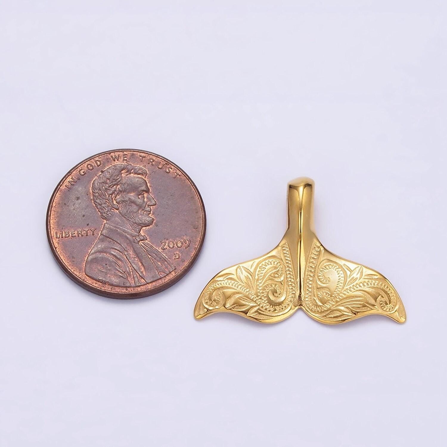 Mermaid tail charm stainless steel whale tail charm, mermaid charm, dolphin tail ocean under the sea jewelry p790