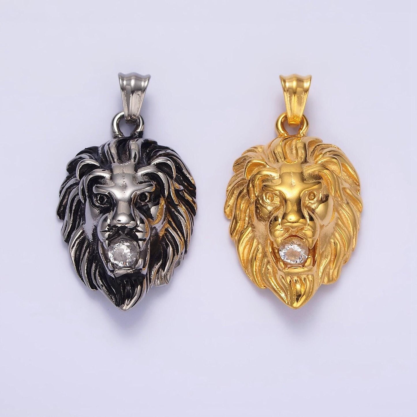 Heavy gold lion charm pendant stainless steel king of jungle silver pendant p783