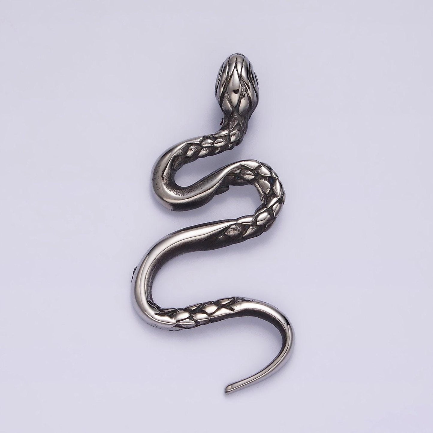 Stainless steel 50.5mm slithering serpent snake scale-textured pendant | p760