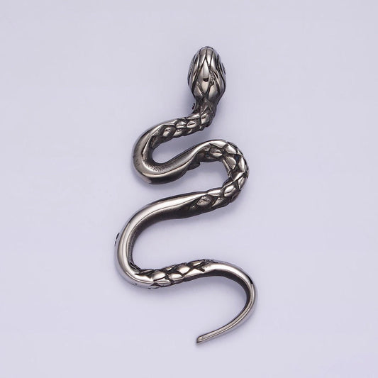 Stainless steel 50.5mm slithering serpent snake scale-textured pendant | p760