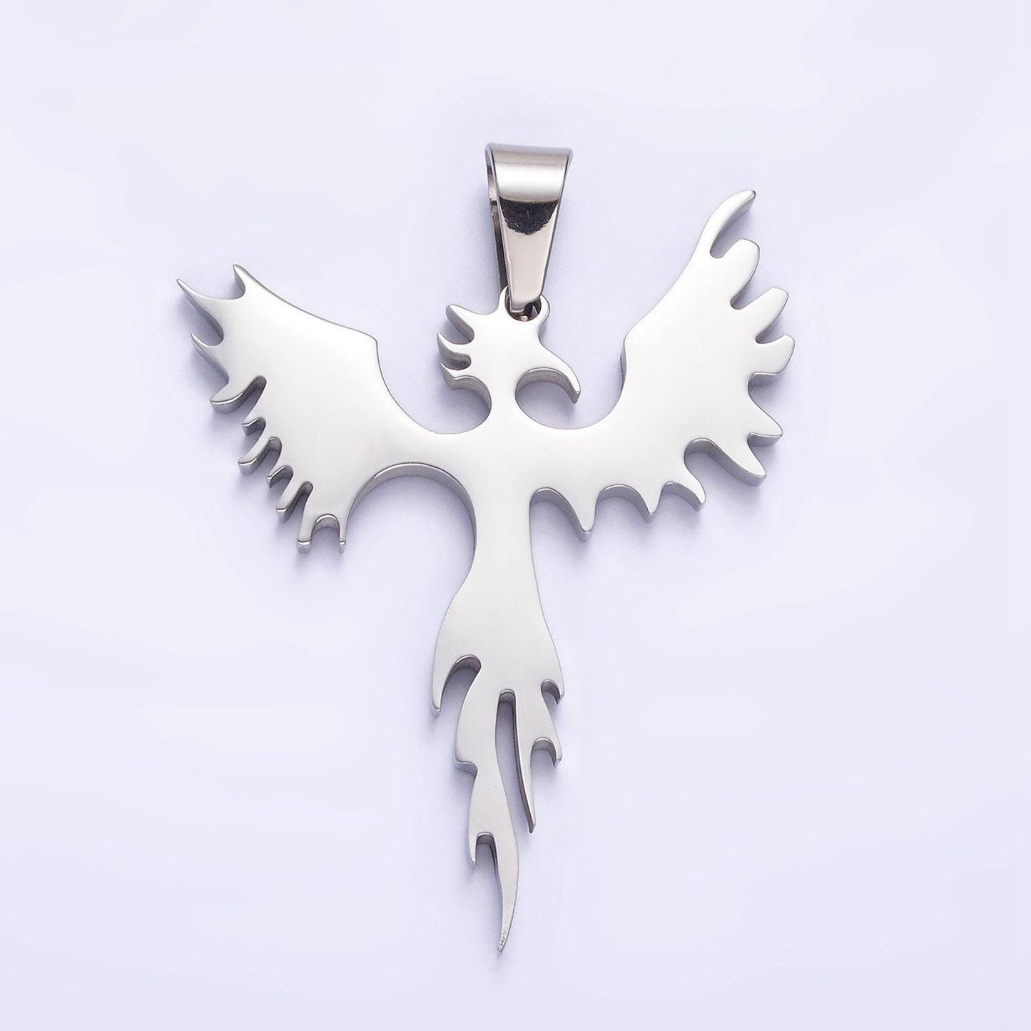 Stainless steel phoenix bird charm statement necklace fire pedant in gold, black, silver | p713 - p715