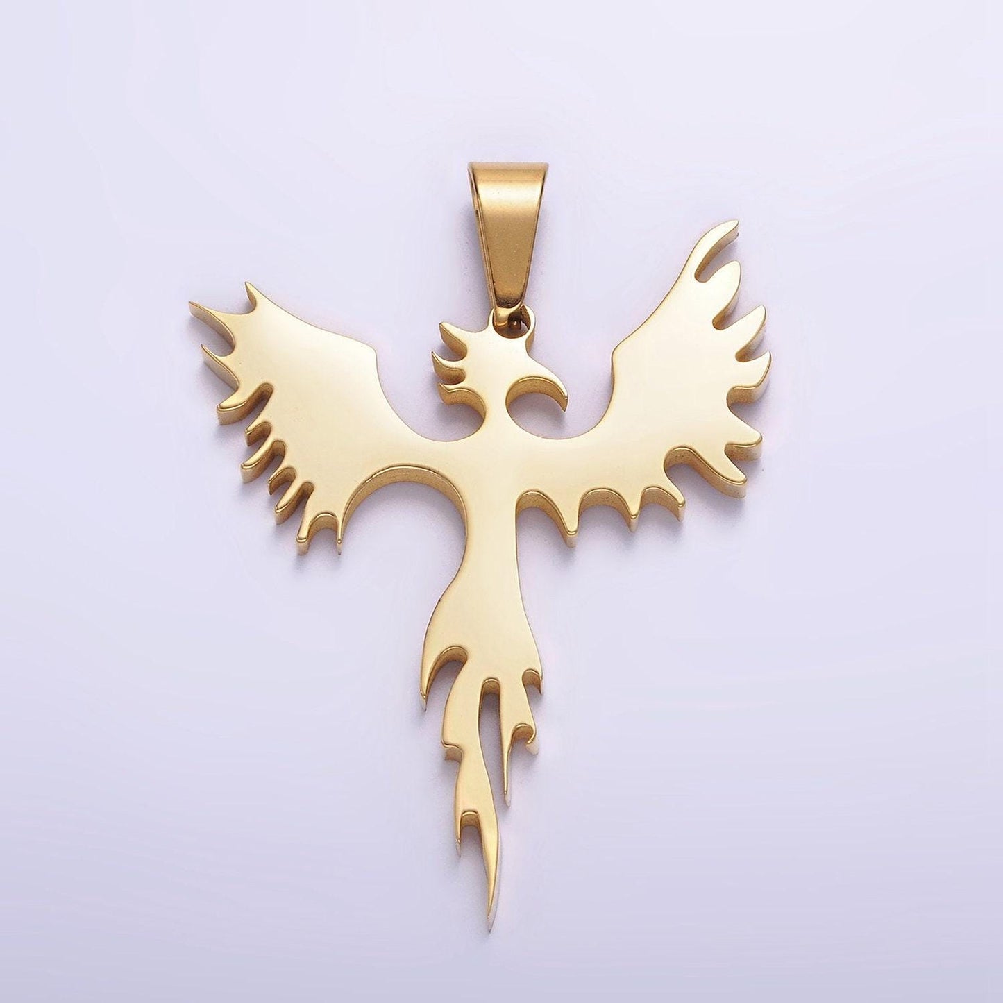 Stainless steel phoenix bird charm statement necklace fire pedant in gold, black, silver | p713 - p715