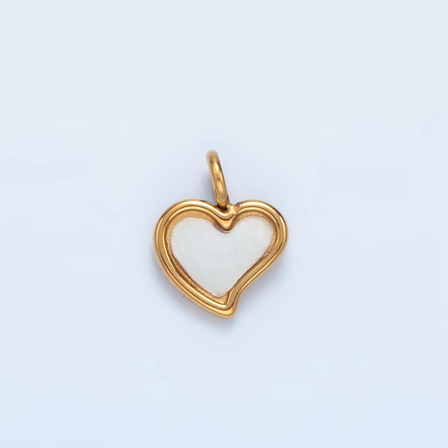 Mini shell pearl edge heart charm in gold stainless steel pendant for valentine jewelry gift idea making p-709