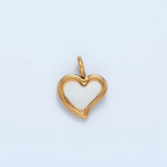 Mini shell pearl edge heart charm in gold stainless steel pendant for valentine jewelry gift idea making p-709