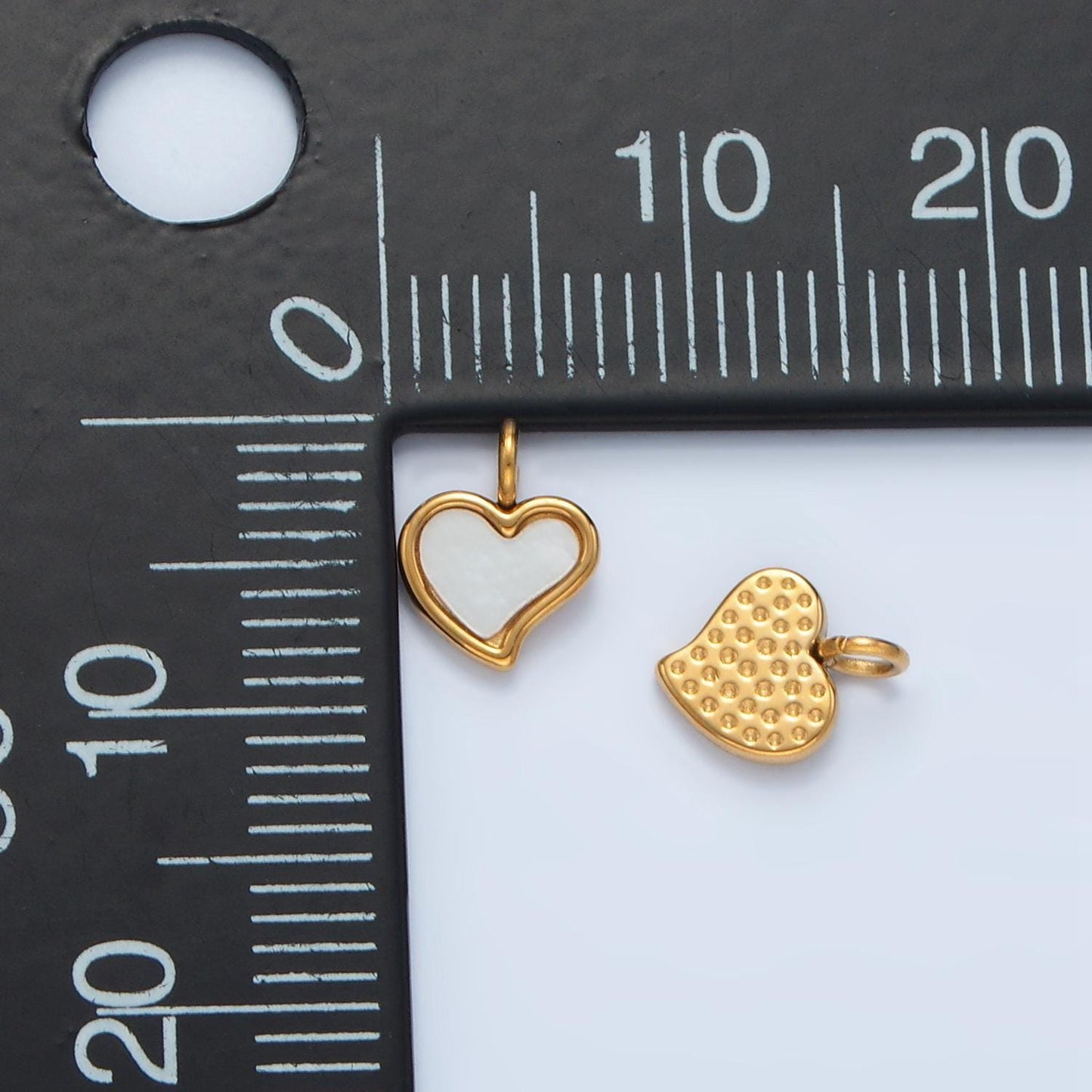 Mini shell pearl edge heart charm in gold stainless steel pendant for valentine jewelry gift idea making p-709