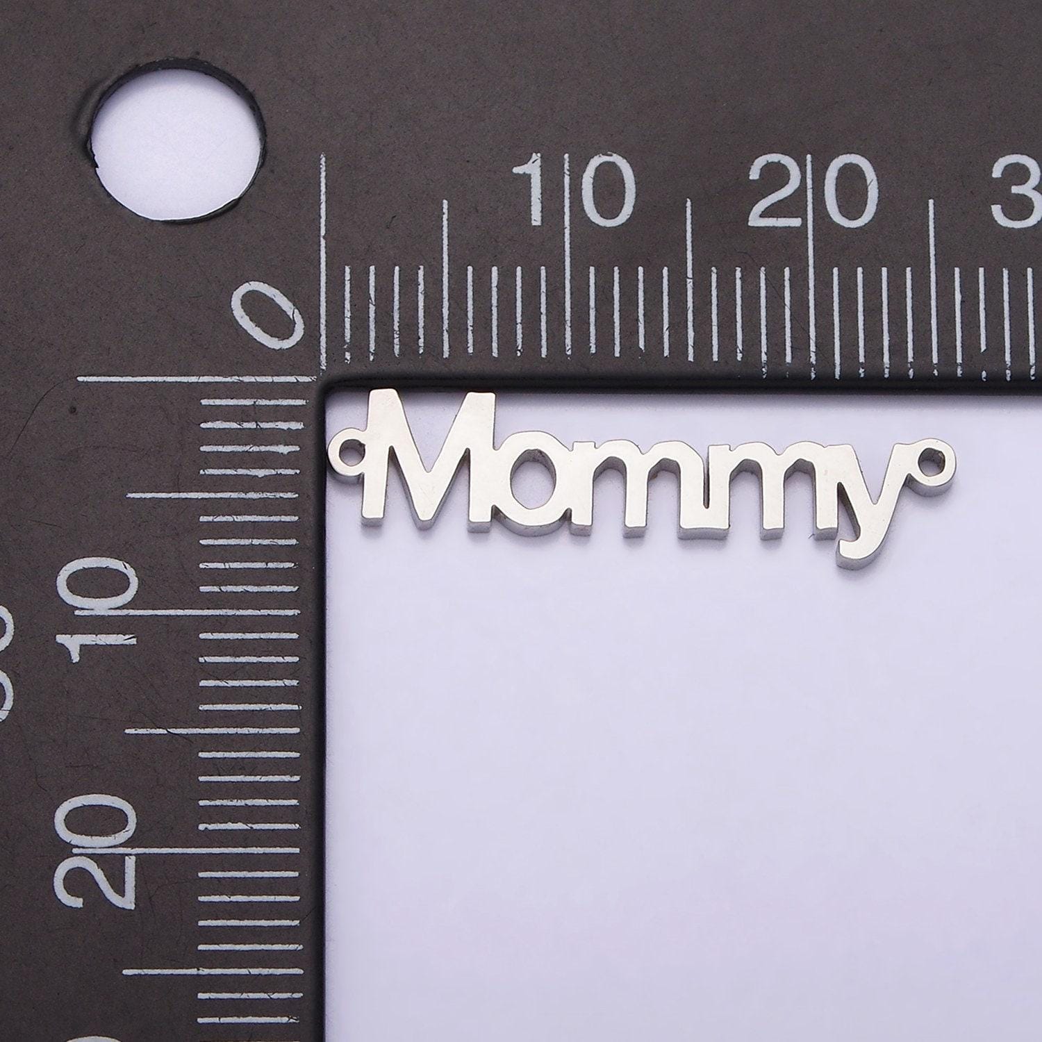 Gold stainless steel mommy script charm connector in gold & silver mother day gift idea bracelet link connector supply | p708 p709