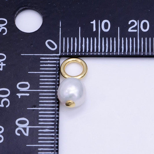 Mini pearl charm dangle drop pendant in 16k gold filled pendant p-1598