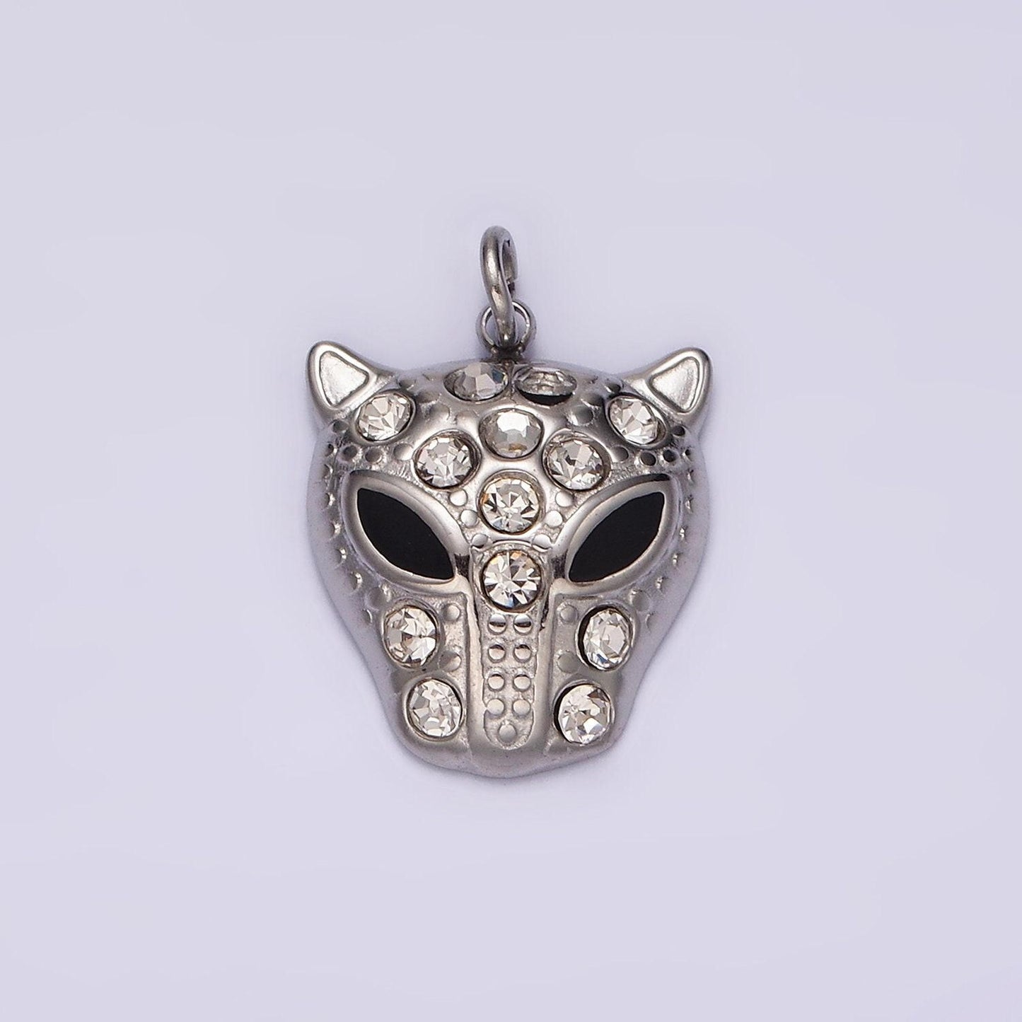Stainless steel green, black eyed panther animal cz dotted charm in gold & silver | p678 - p681