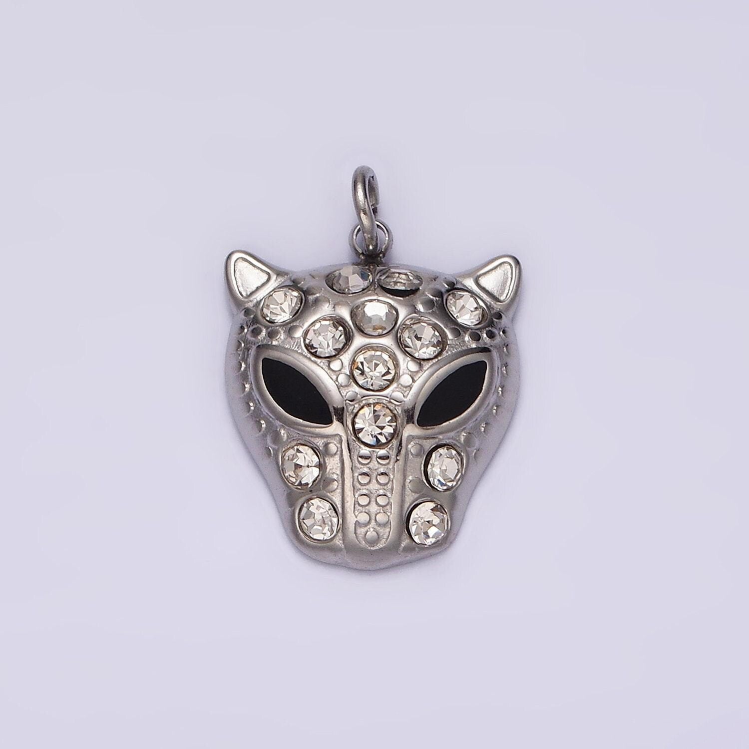 Stainless steel green, black eyed panther animal cz dotted charm in gold & silver | p678 - p681