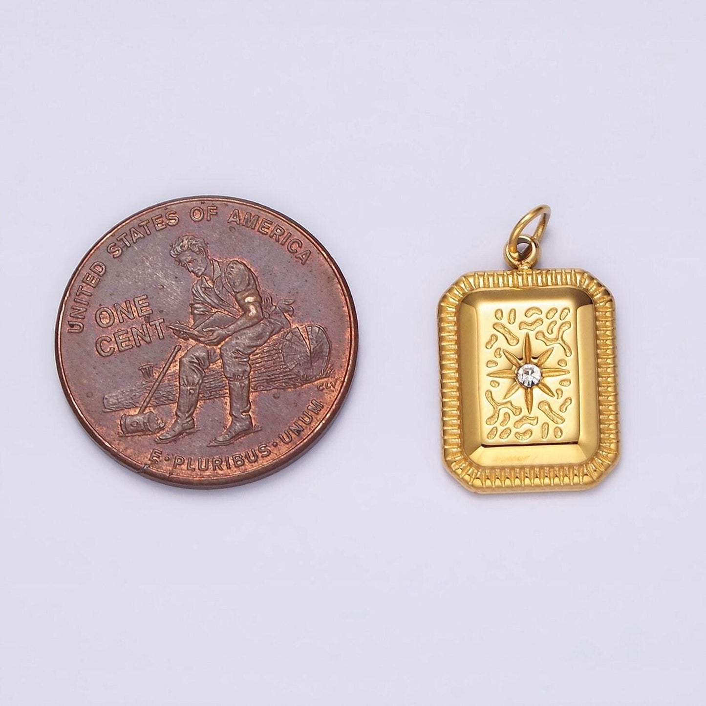 Stainless steel gold tag charm north star pendant charm for necklace bracelet celestial jewelry | p-646