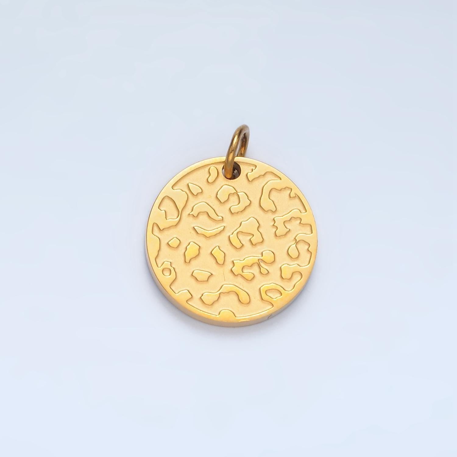 Dainty leopard patterned charm for bracelet necklace in stainless steel animal print round gold silver for jewelry making supply p638