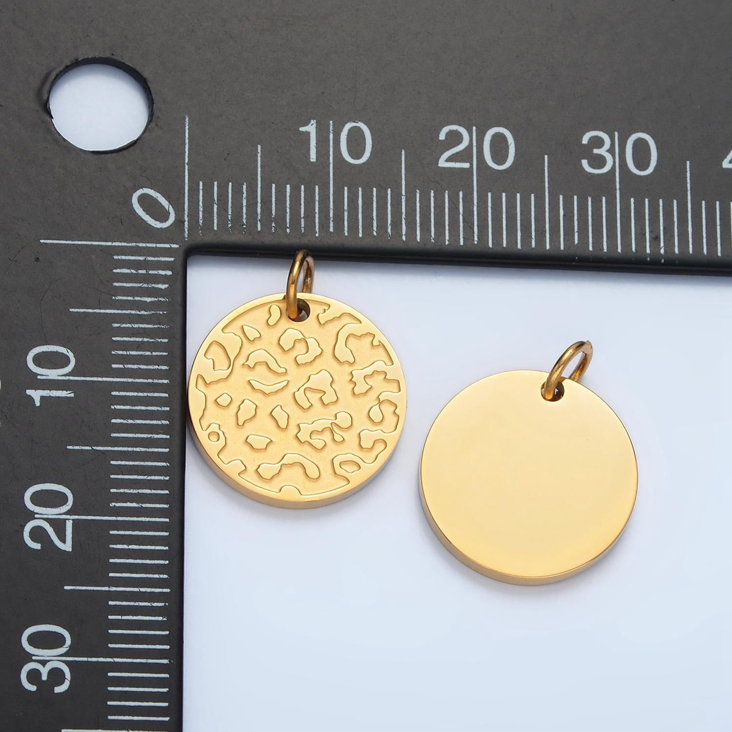 Dainty leopard patterned charm for bracelet necklace in stainless steel animal print round gold silver for jewelry making supply p638