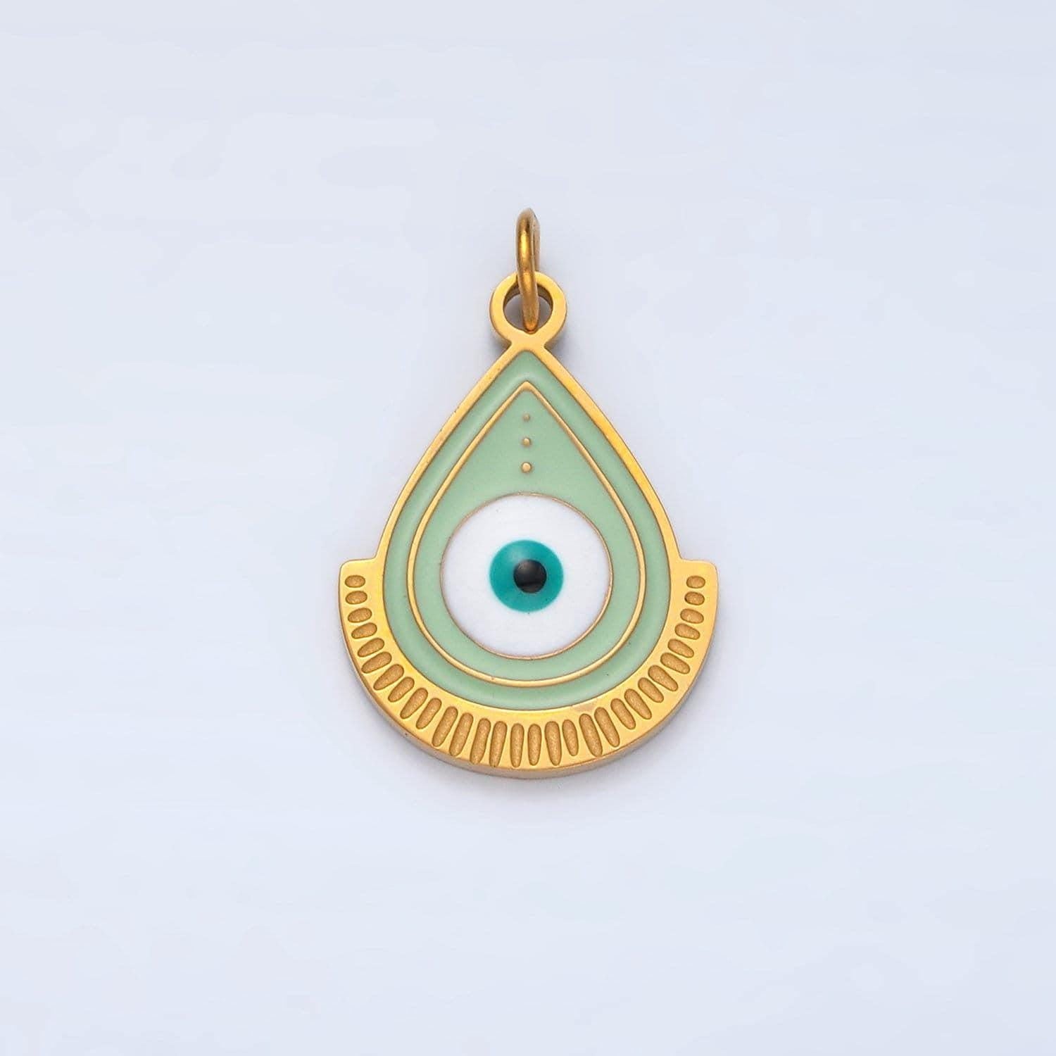 Mini gold evil eye charm stainless steel amulet pendant jewelry p620