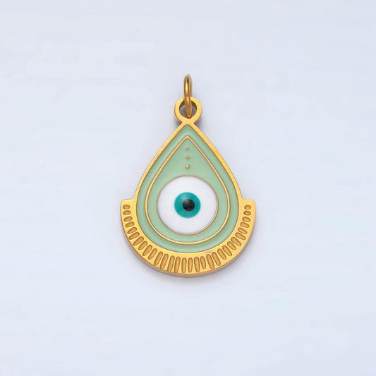 Mini gold evil eye charm stainless steel amulet pendant jewelry p620