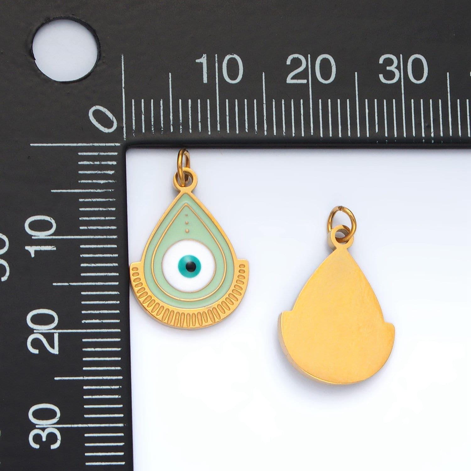 Mini gold evil eye charm stainless steel amulet pendant jewelry p620