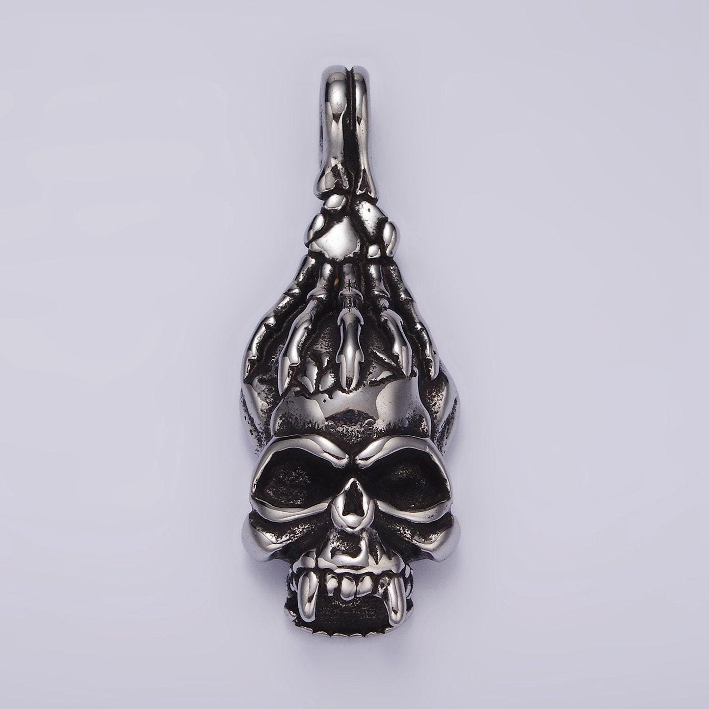 Stainless steel human skeleton skull pendant halloween jewelry gold necklace charm | p1361