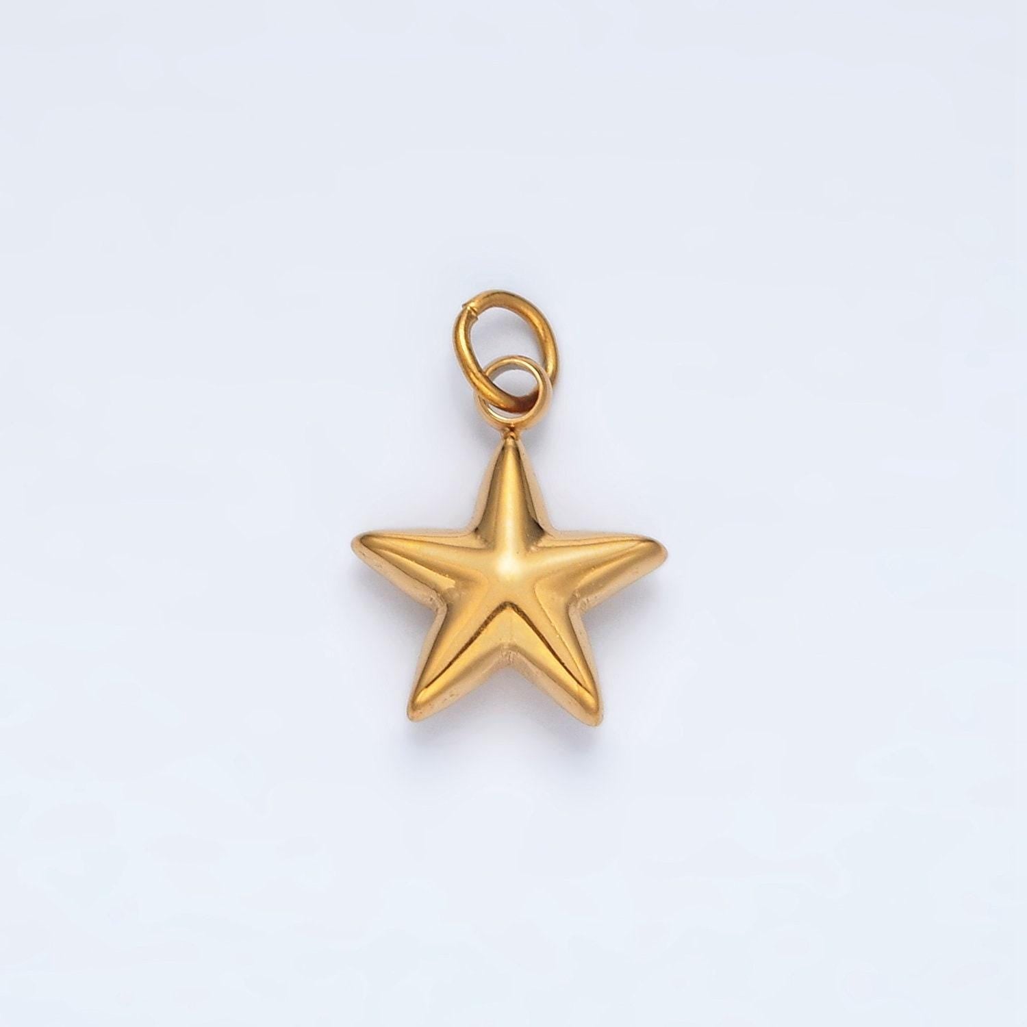 Mini gold star charm stainless steel celestial pendant jewelry p567