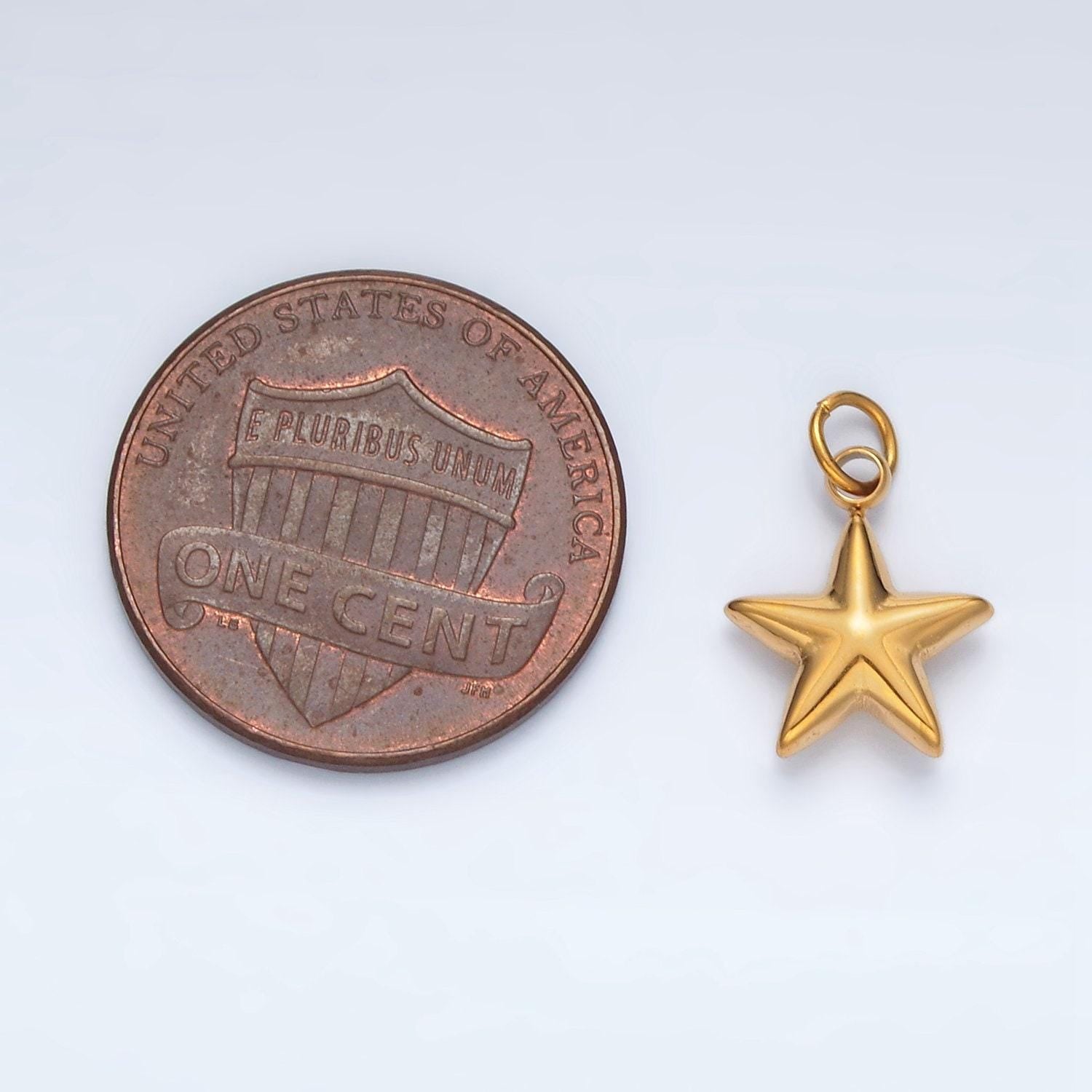 Mini gold star charm stainless steel celestial pendant jewelry p567