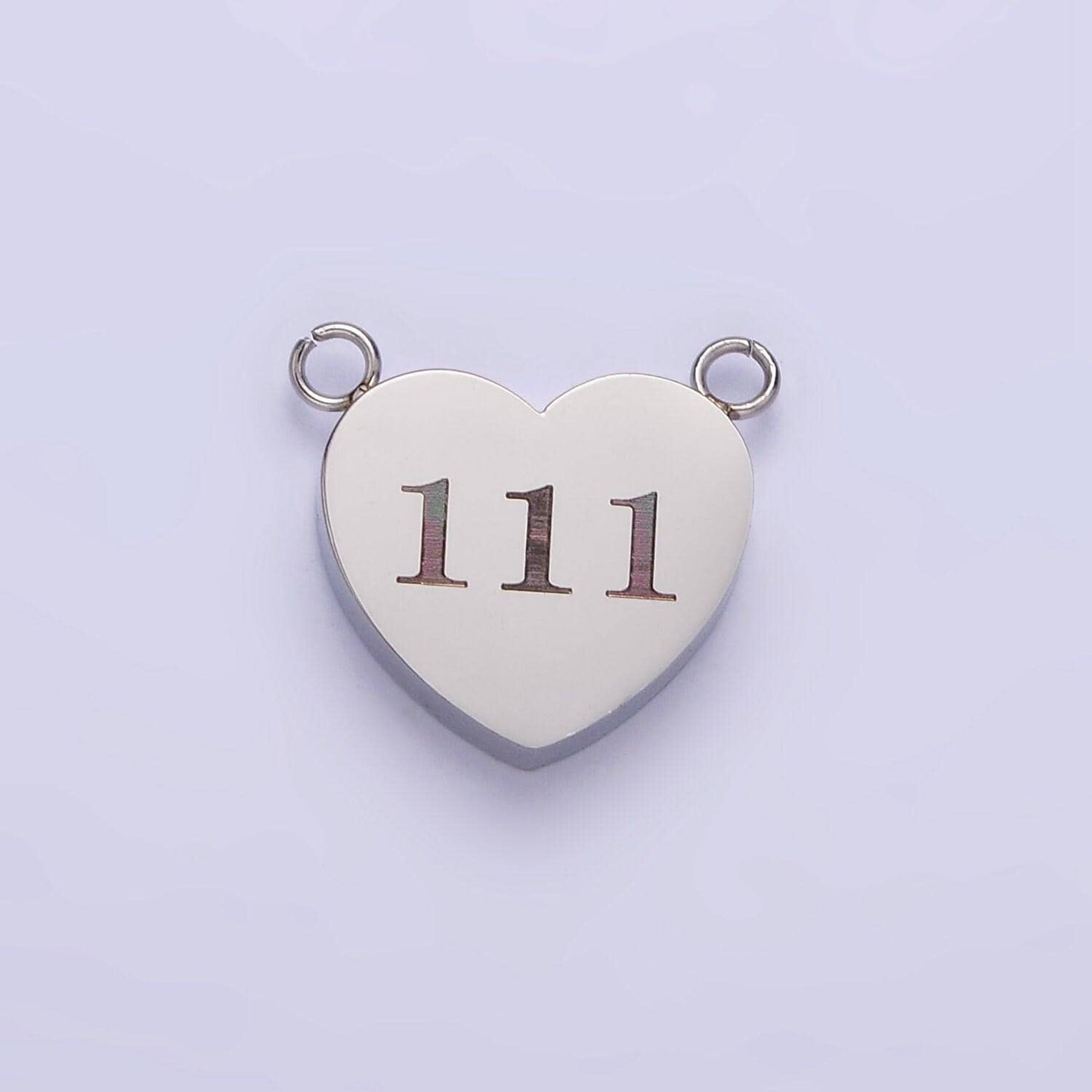 Dainty stainless steel angel number charm connector mini heart lucky number link connector for necklace bracelet component tarnish free