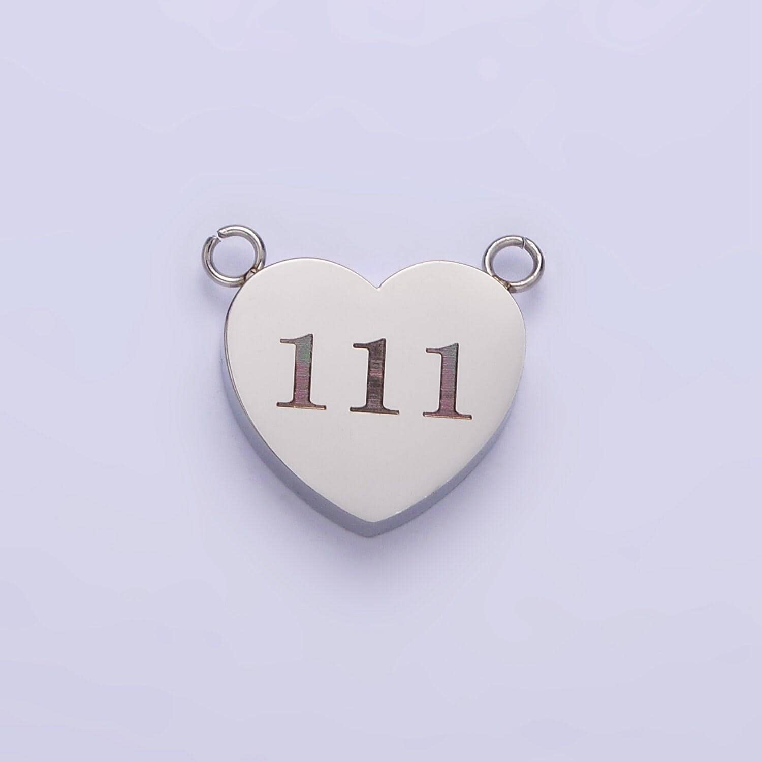Dainty stainless steel angel number charm connector mini heart lucky number link connector for necklace bracelet component tarnish free
