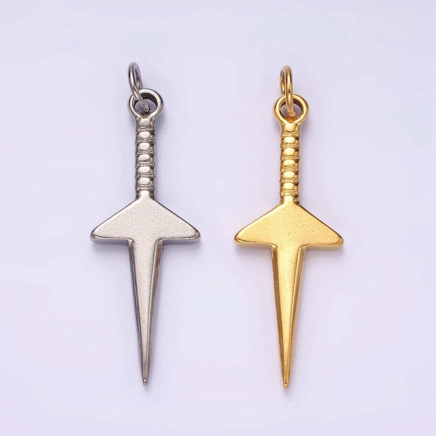Stainless steel 40mm dagger knife minimalist charm in gold & silver | p550 p551