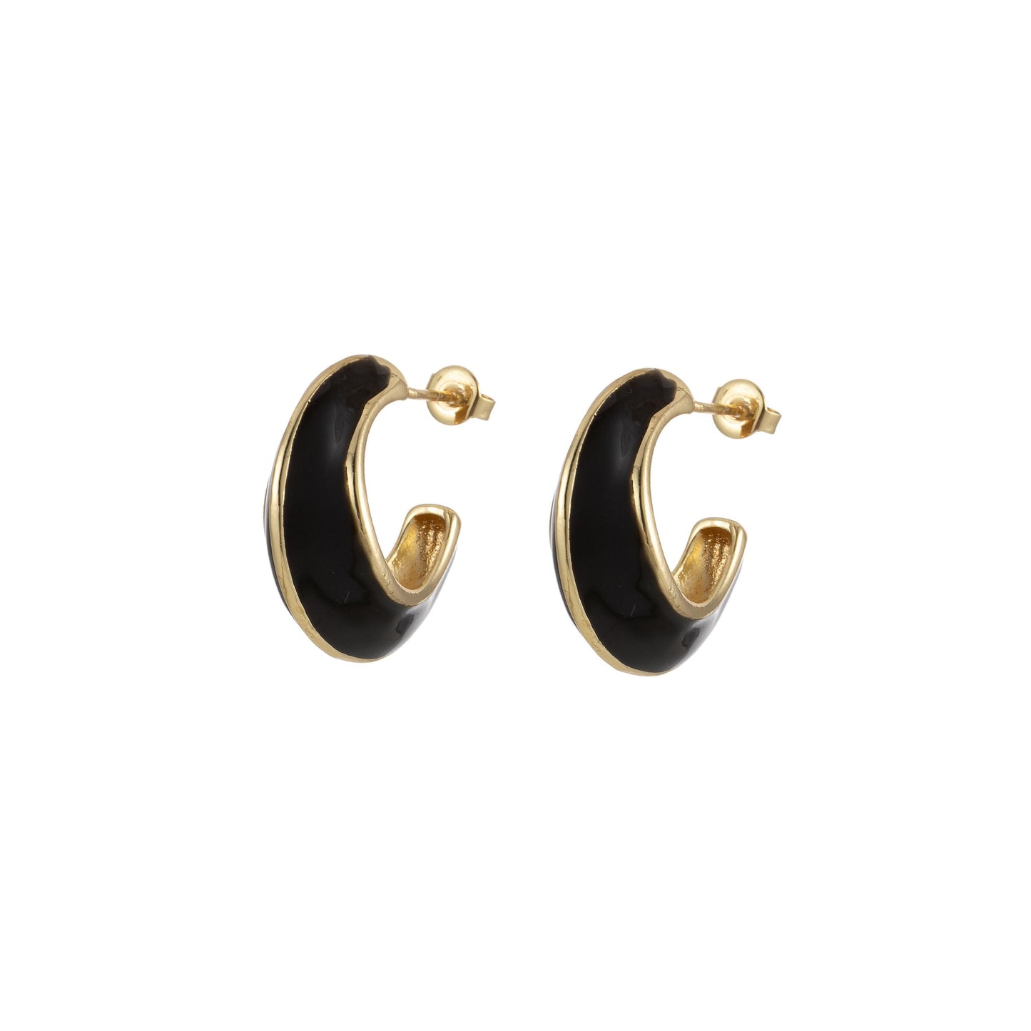 24k gold filled enamel hoop earrings, colorful 23mm hoops, enamel earrings, bold dome hoop for everyday wear summer trend jewelry