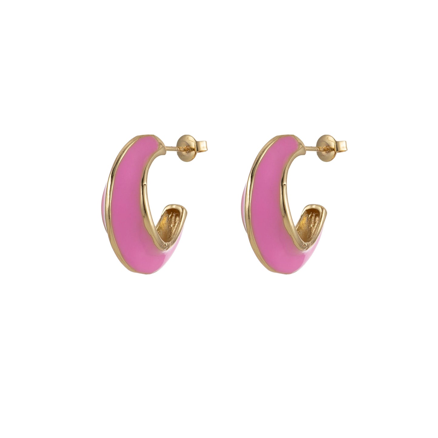 24k gold filled enamel hoop earrings, colorful 23mm hoops, enamel earrings, bold dome hoop for everyday wear summer trend jewelry
