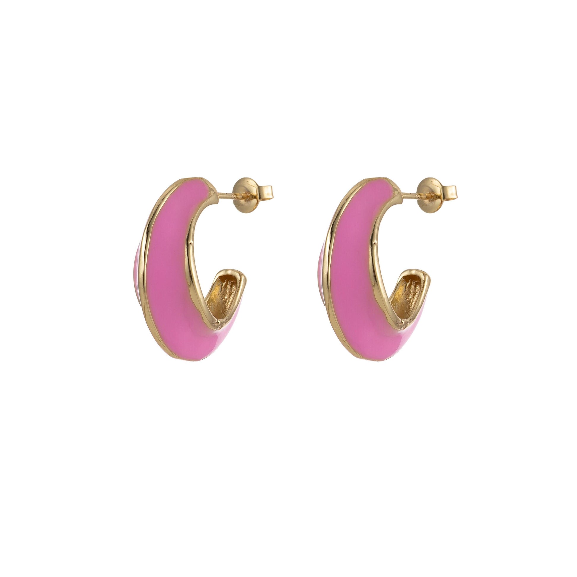 24k gold filled enamel hoop earrings, colorful 23mm hoops, enamel earrings, bold dome hoop for everyday wear summer trend jewelry