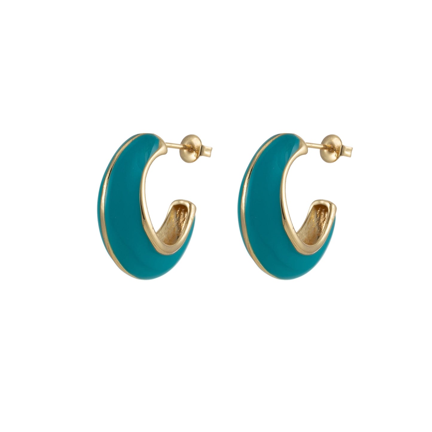 24k gold filled enamel hoop earrings, colorful 23mm hoops, enamel earrings, bold dome hoop for everyday wear summer trend jewelry