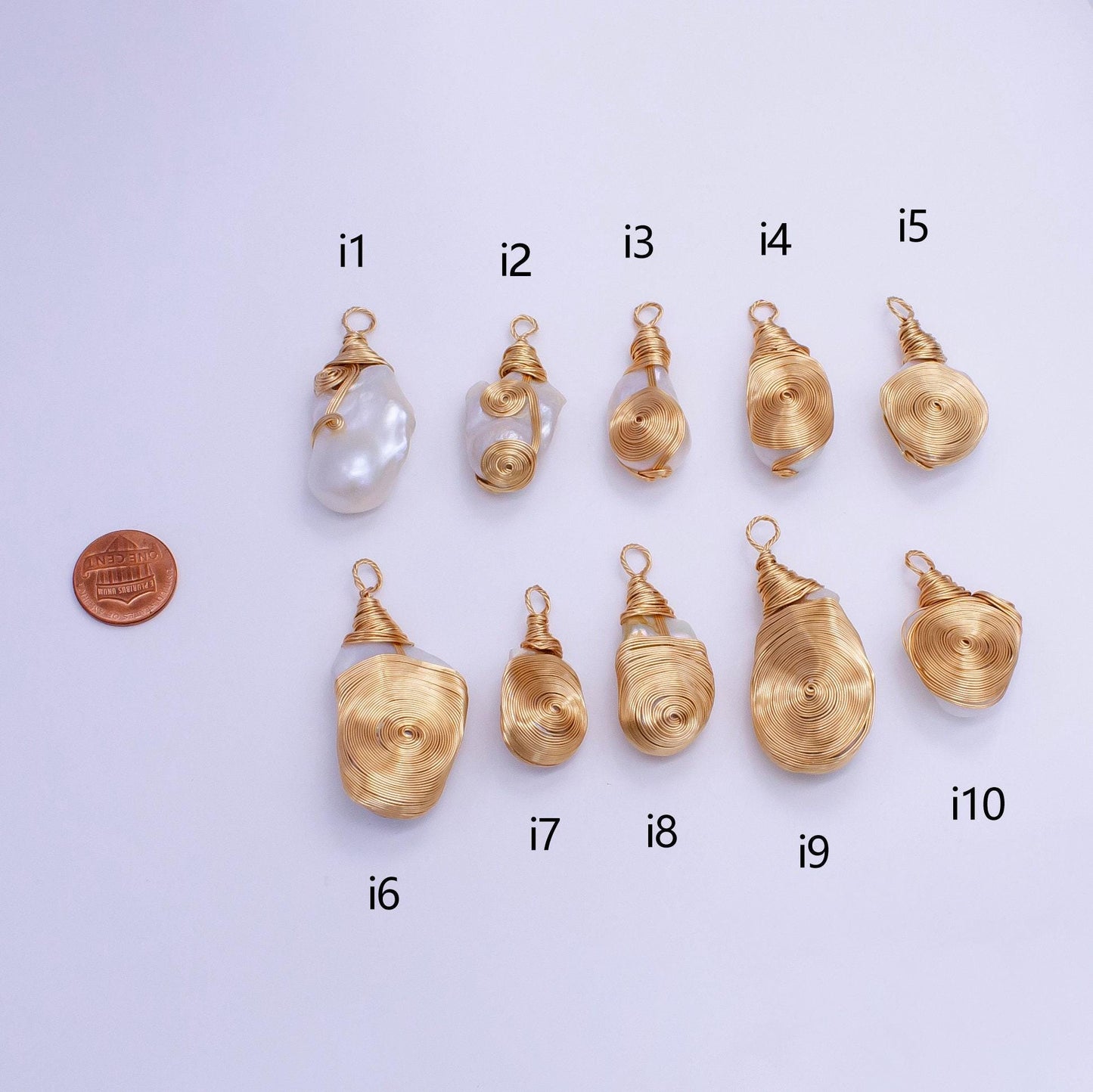One of a kind big bold white baroque freshwater pearl with handmade gold wired pendant in gold statement jewelry p-1854