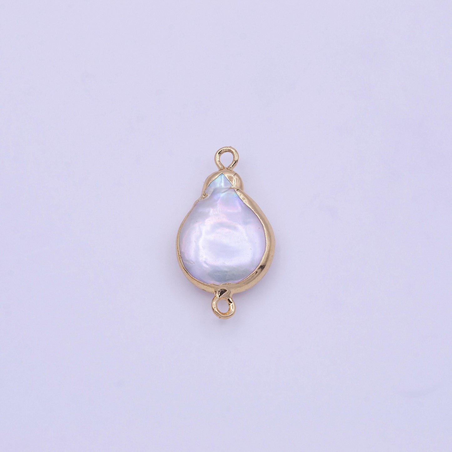 1pc freeform tear drop baroque drop pearl charm connector double bail gold plated edge bracelet necklace earring jewelry making p1848