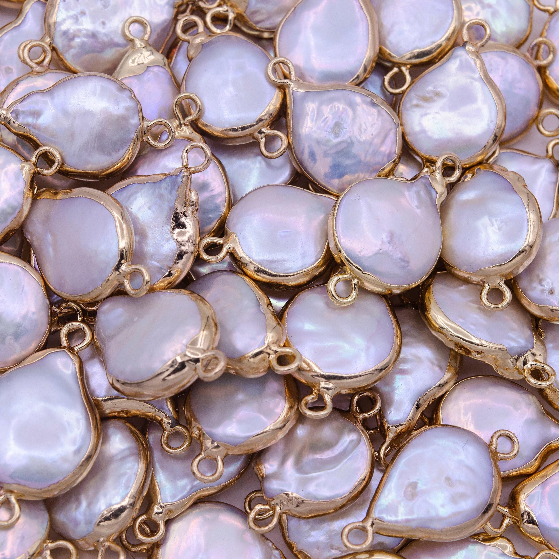 1pc freeform tear drop baroque drop pearl charm connector double bail gold plated edge bracelet necklace earring jewelry making p1848