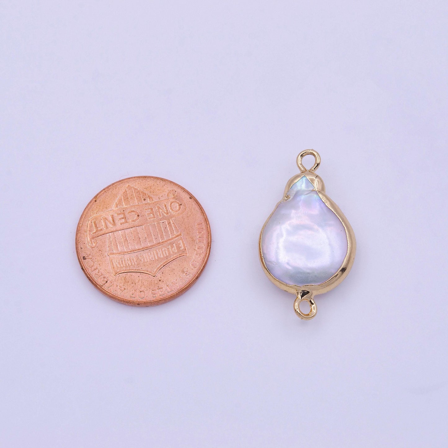 1pc freeform tear drop baroque drop pearl charm connector double bail gold plated edge bracelet necklace earring jewelry making p1848
