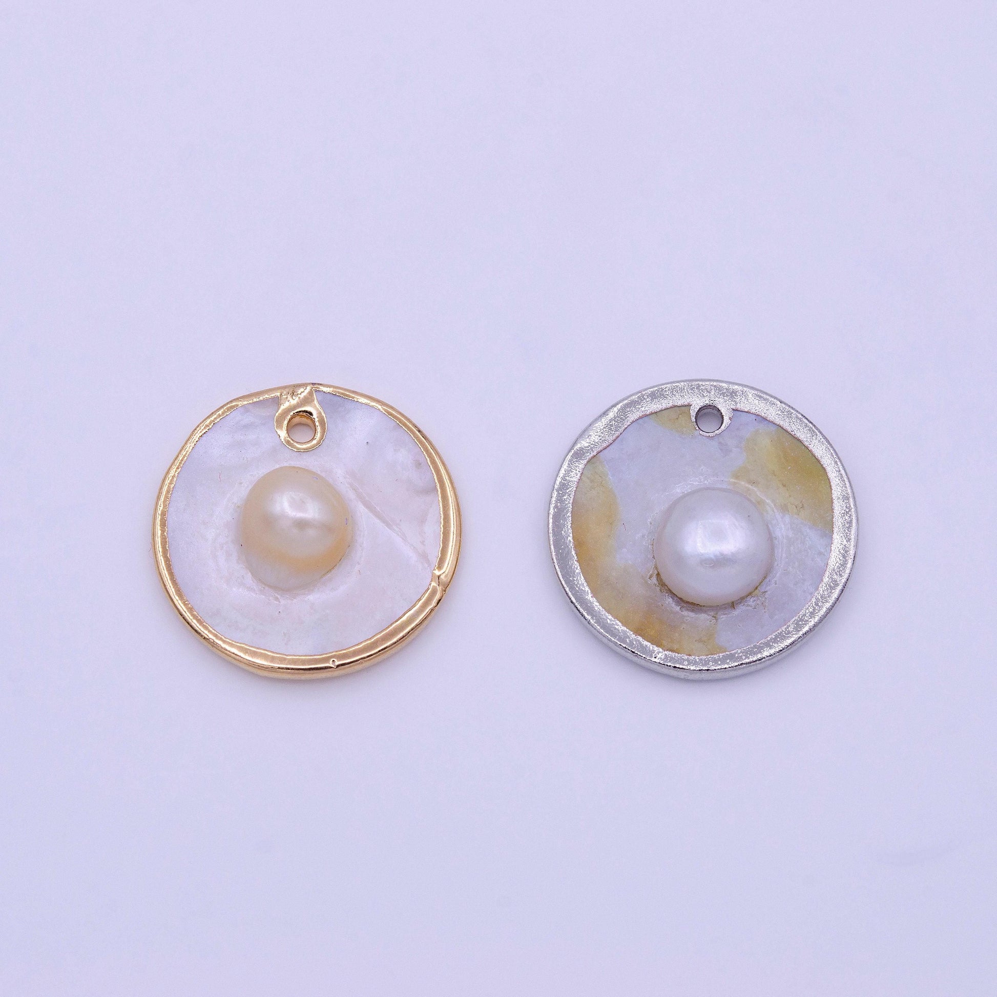 1pc wholesale natural mother of pearl charm abstract round circle shape aprox 29.5mm, gold / silver plated charm p1837