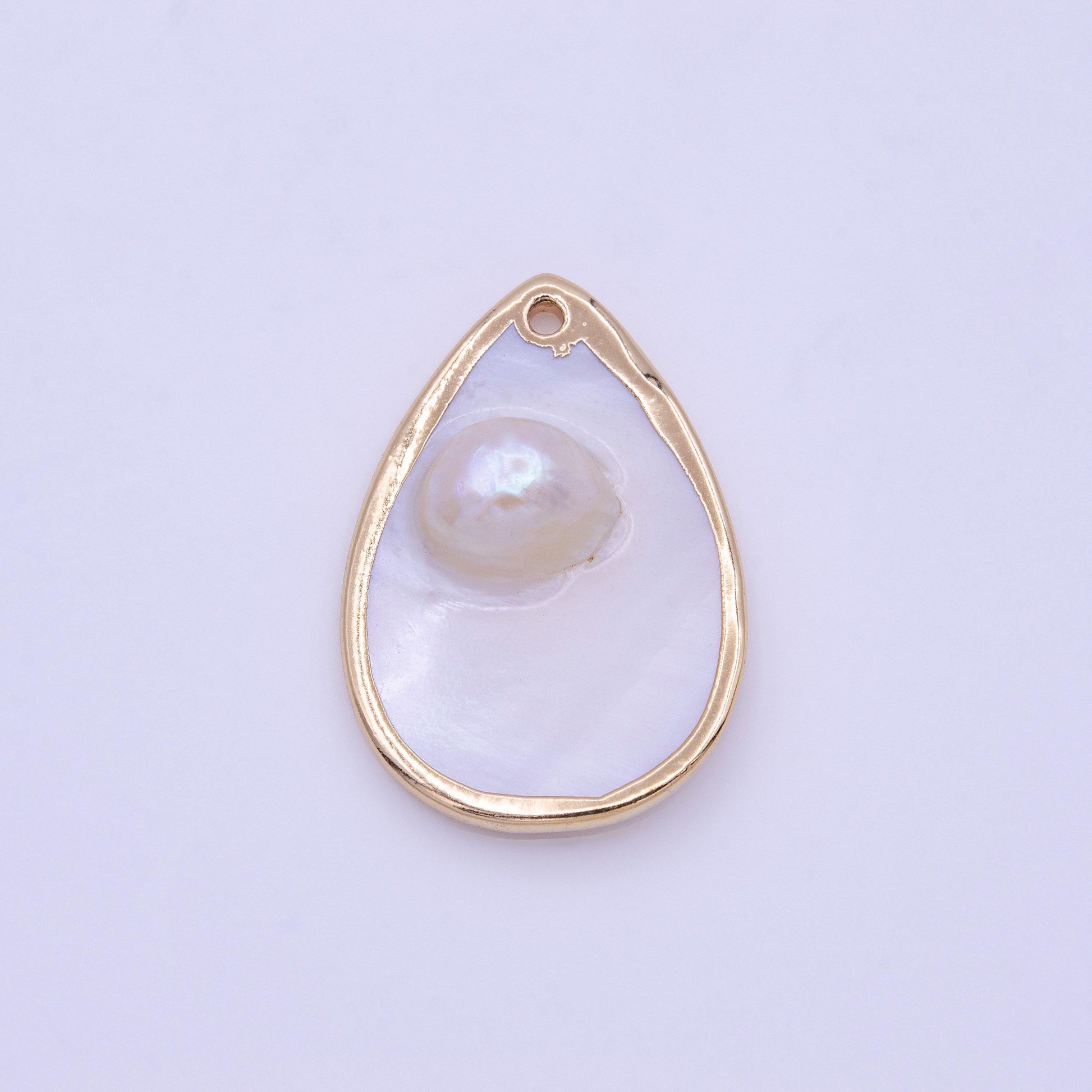 1pc wholesale natural mother of pearl charm abstract tear drop shape aprox 29.2 x 20 mm, gold / silver plated charm p1839
