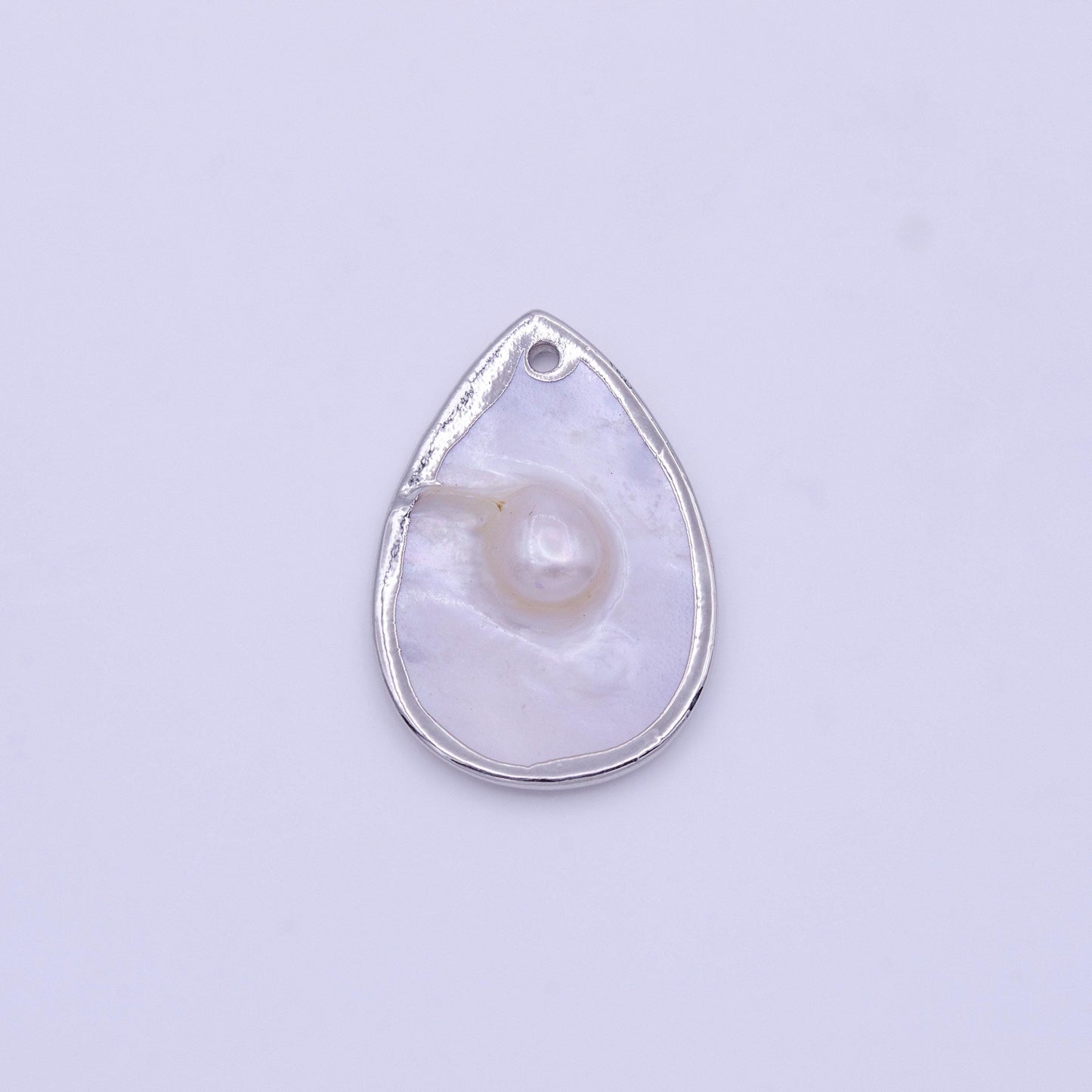 1pc wholesale natural mother of pearl charm abstract tear drop shape aprox 29.2 x 20 mm, gold / silver plated charm p1839